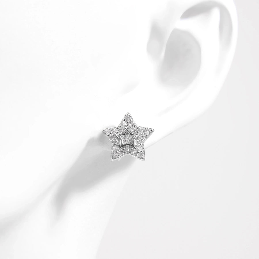 1 Pair White Gold Plated 925 Sterling Silver Zircon 925 Sterling Silver Earrings Star Ear Studs