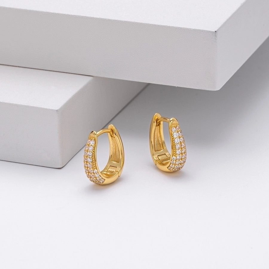 1 Pair 18K Gold Plated White Gold Plated Rhodium Plated 925 Sterling Silver Zircon 925 Sterling Silver Earrings Geometric Earrings