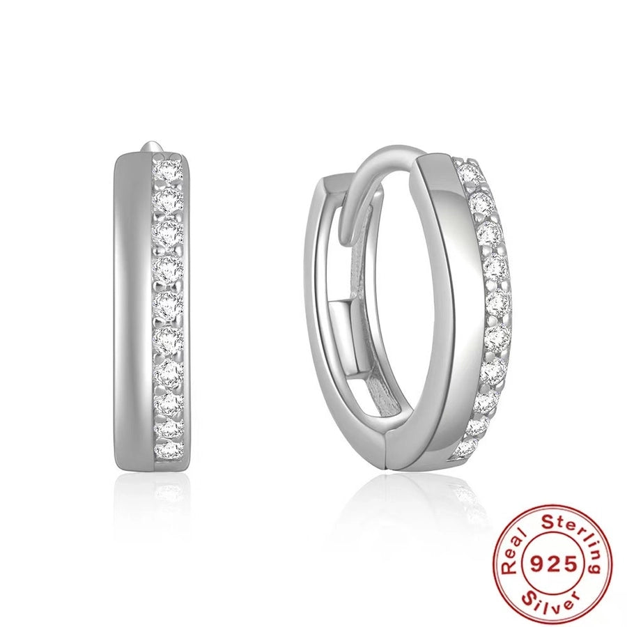 K Gold Plated White Gold Plated 925 Sterling Silver Zircon 925 Sterling Silver Earrings Geometric Hoop Earrings