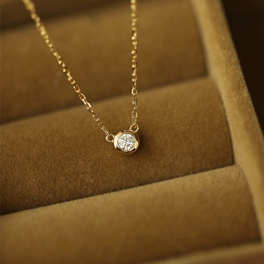 925 Sterling Silver Zircon cable chain Diamond Geometric Pendant Necklace