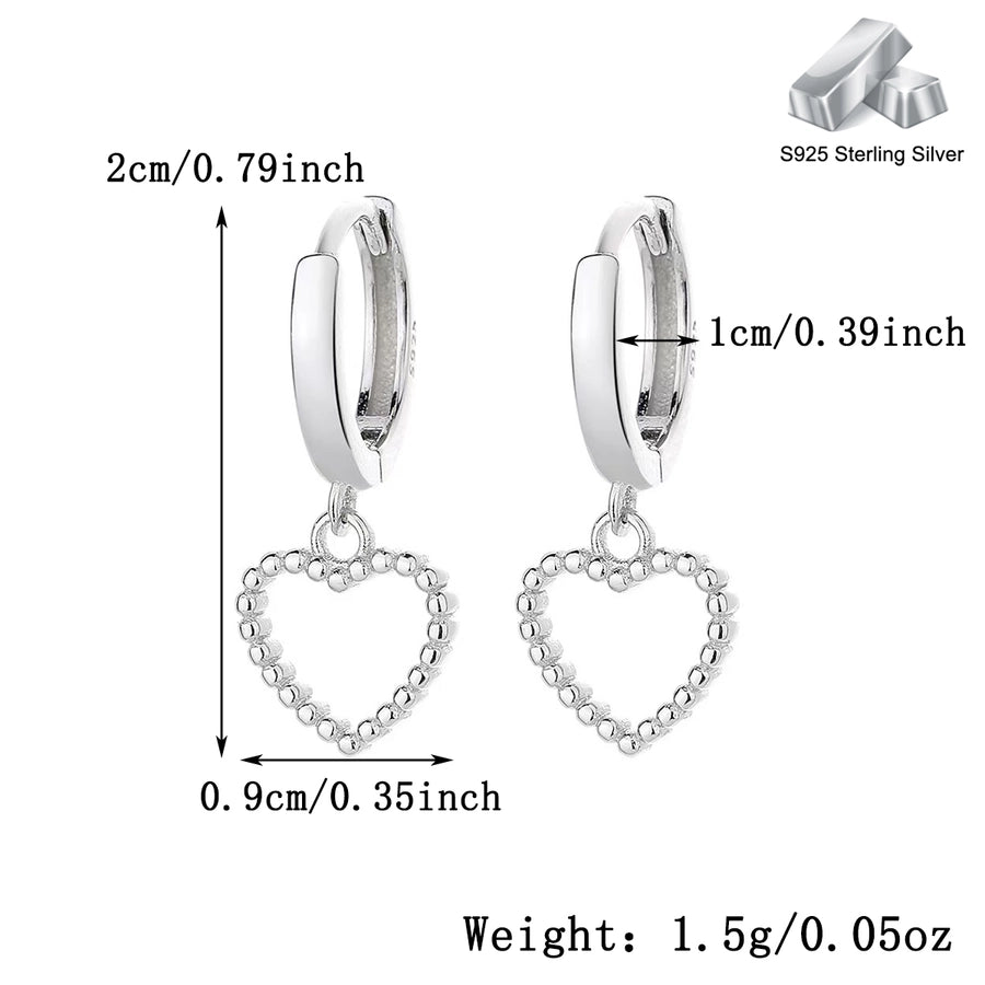 K Gold Plated White Gold Plated 925 Sterling Silver 925 Sterling Silver Earrings Heart Shape Drop Earrings