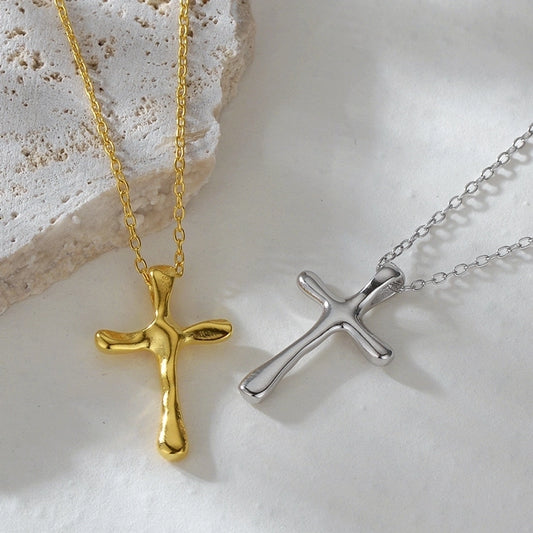 925 Sterling Silver cable chain Plating Cross Pendant Necklace