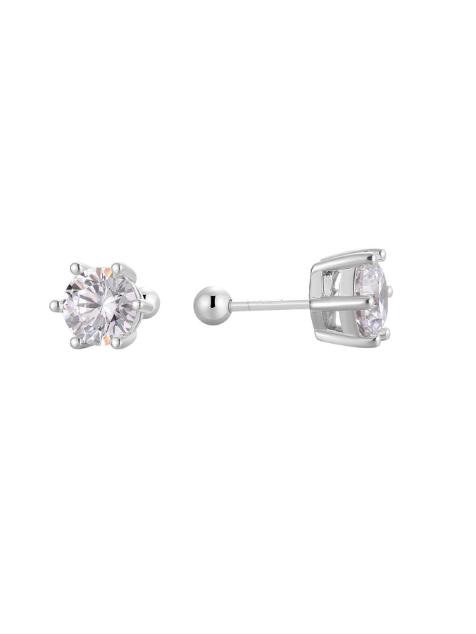 1 Pair 925 Sterling Silver Zircon 925 Sterling Silver Earrings Geometric Ear Studs