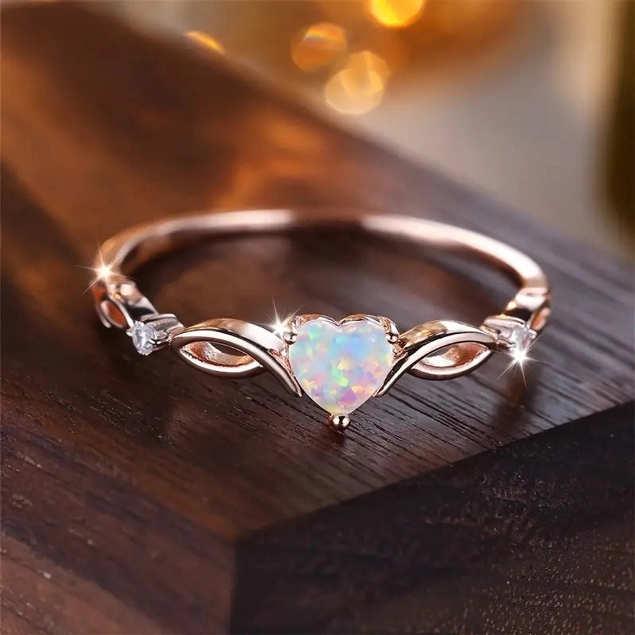 925 Sterling Silver Opal Heart Shape Rings 925 Sterling Silver Rings