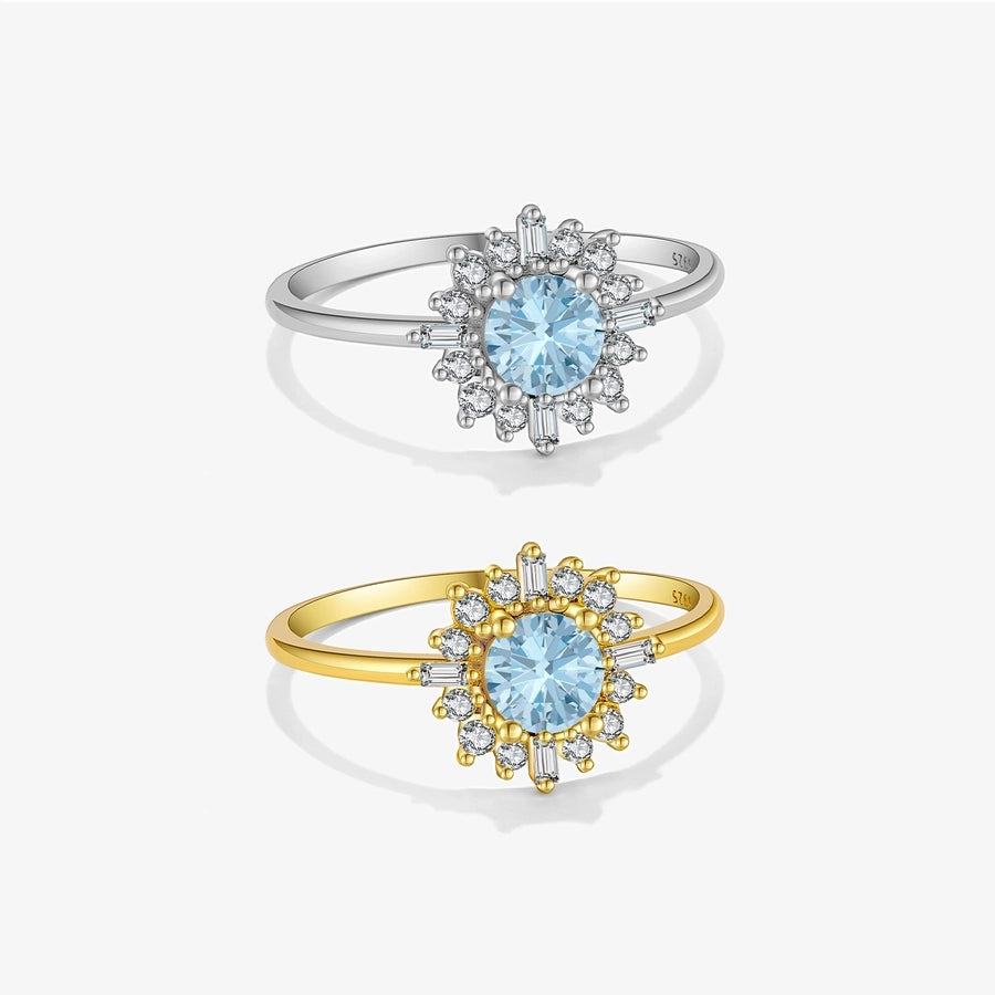 18K Gold Plated White Gold Plated 925 Sterling Silver Zircon Round Rings 925 Sterling Silver Rings