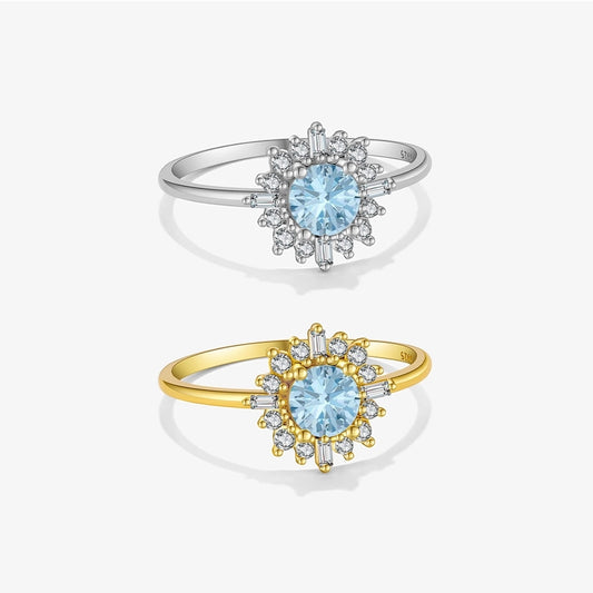 18K Gold Plated White Gold Plated 925 Sterling Silver Zircon Round Rings 925 Sterling Silver Rings