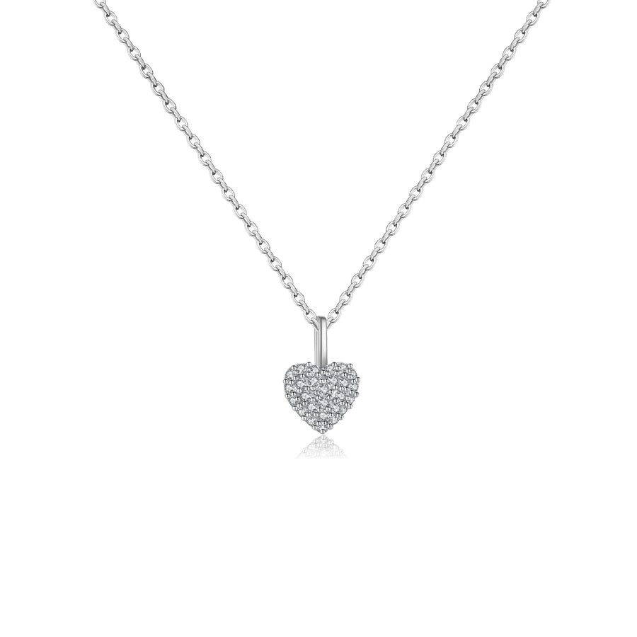 925 Sterling Silver Zircon cable chain Heart Shape Pendant Necklace