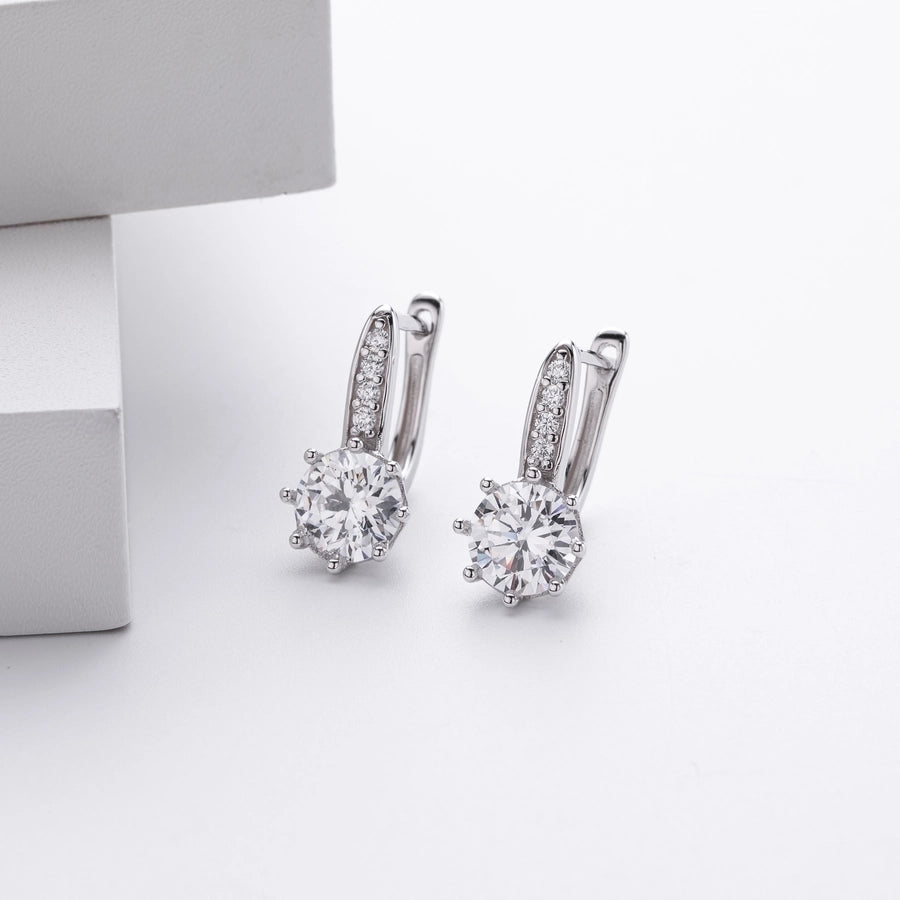 1 Pair 18K Gold Plated White Gold Plated Rhodium Plated 925 Sterling Silver Zircon 925 Sterling Silver Earrings Water Droplets Earrings