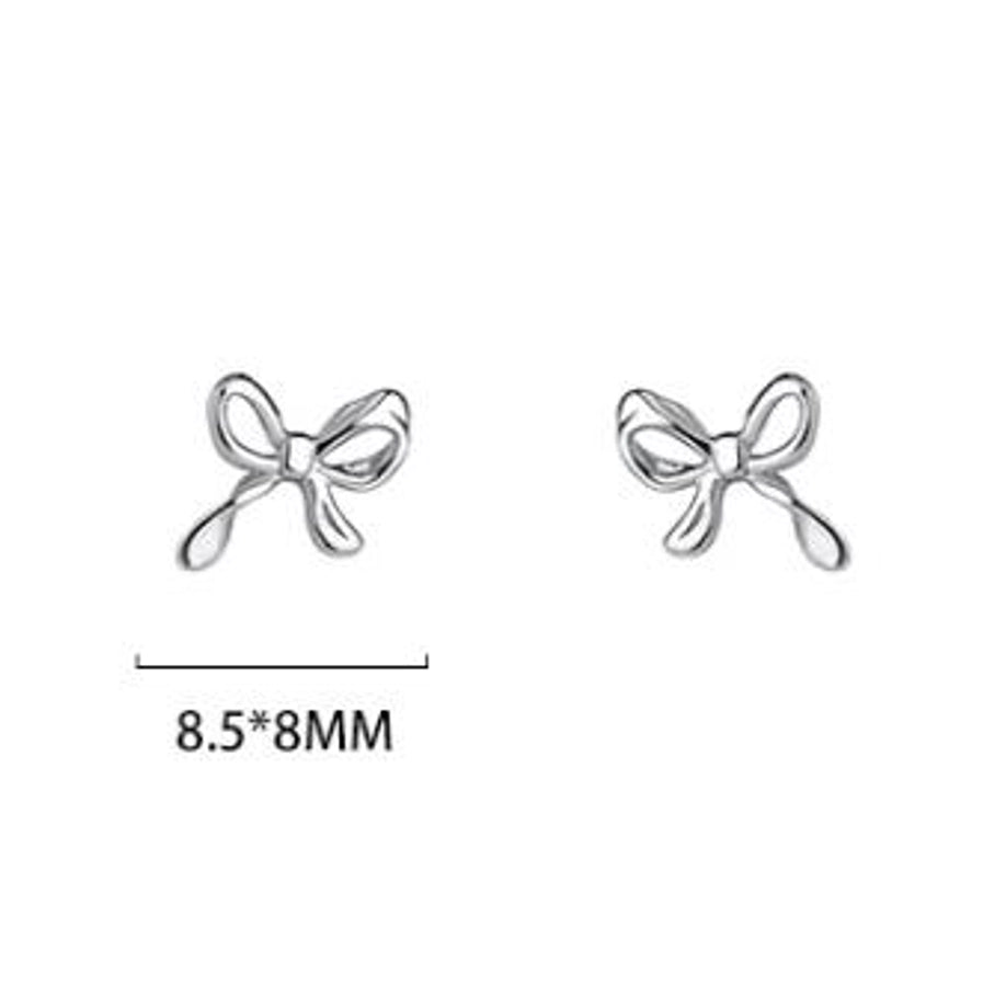 1 Pair 925 Sterling Silver S999 Silver 925 Sterling Silver Earrings Bow Knot Ear Studs