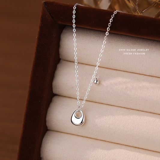 S999 Silver cable chain Plating Silver Lump Pendant Necklace