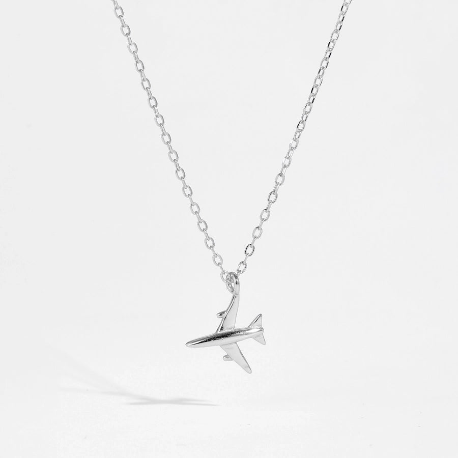 S925 Sterling Silver Necklace Bracelet Aircraft Design Pendant  Retro Simplicity  Clavicle Chain Jewelry