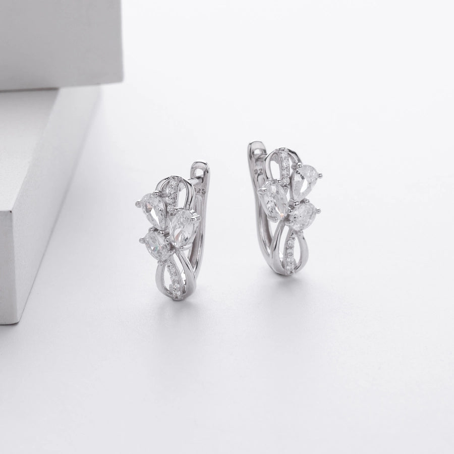 1 Pair 18K Gold Plated White Gold Plated Rhodium Plated 925 Sterling Silver Zircon 925 Sterling Silver Earrings U Shape Geometric Earrings