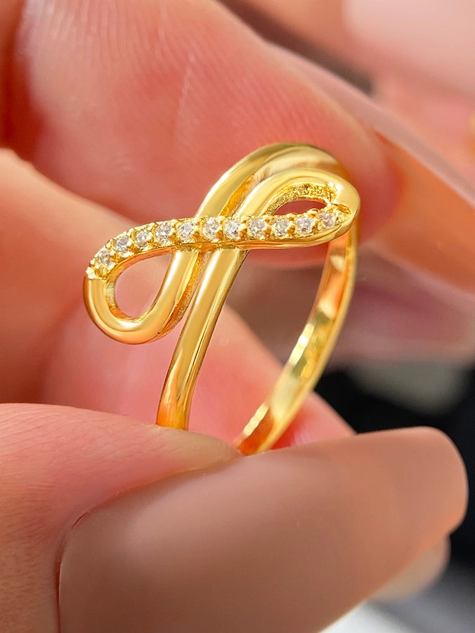 18K Gold Plated White Gold Plated 925 Sterling Silver Zircon Infinity Rings 925 Sterling Silver Rings