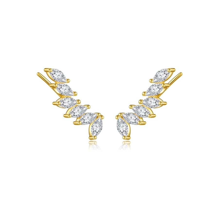 1 Pair 18K Gold Plated White Gold Plated 925 Sterling Silver Zircon 925 Sterling Silver Earrings Geometric Ear Studs