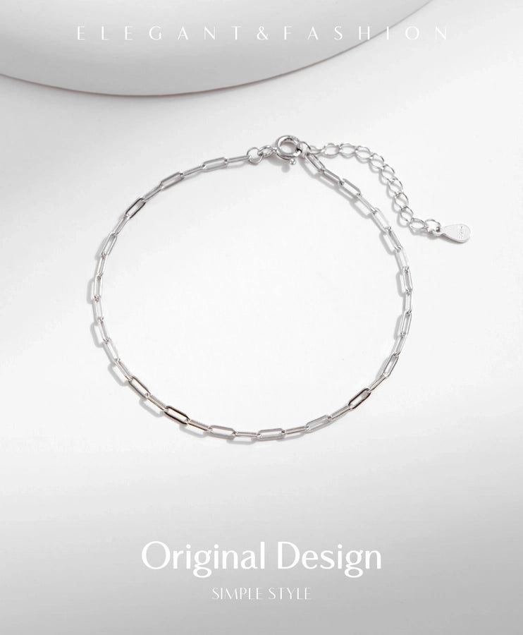 925 Sterling Silver cable chain Bracelets Simple Style