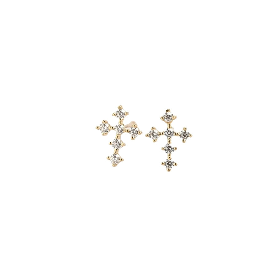 1 Pair 925 Sterling Silver 925 Sterling Silver Earrings Cross Ear Studs