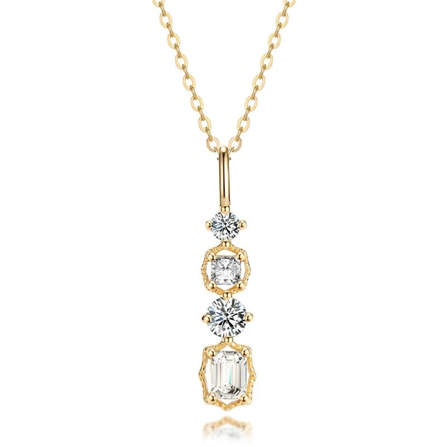 925 Sterling Silver Zircon cable chain Plating Water Droplets Pendant Necklace