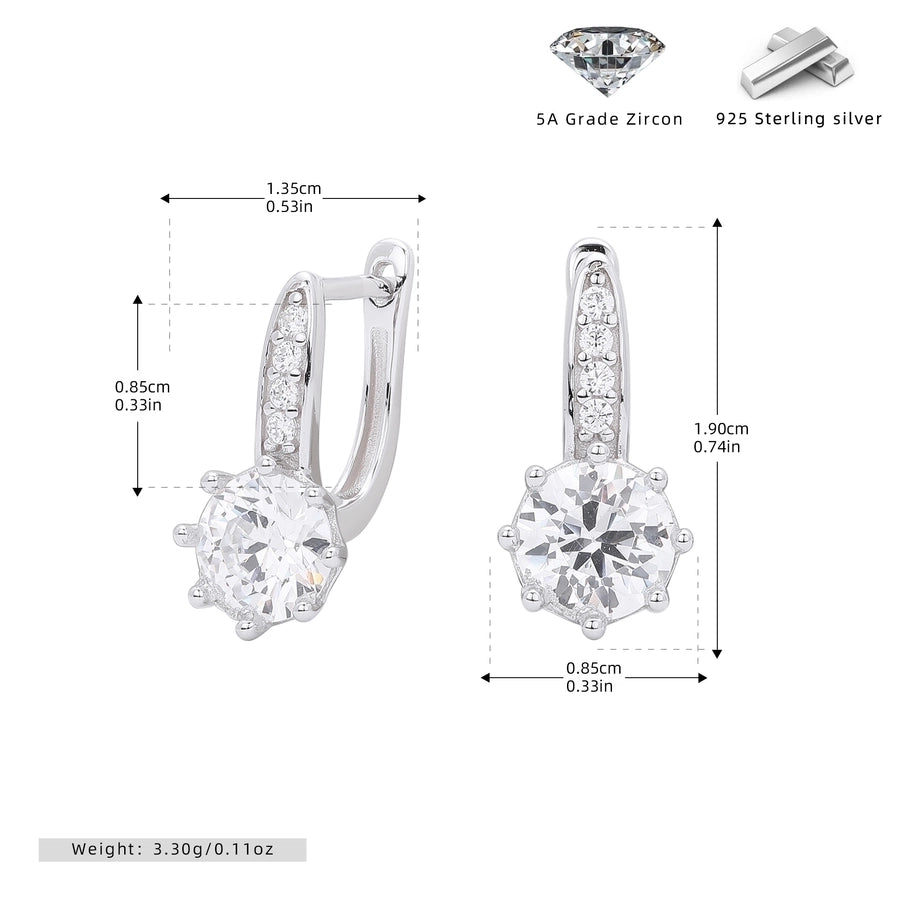 1 Pair 18K Gold Plated White Gold Plated Rhodium Plated 925 Sterling Silver Zircon 925 Sterling Silver Earrings Water Droplets Earrings