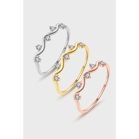 18K Gold Plated 925 Sterling Silver Zircon Geometric Rings 925 Sterling Silver Rings