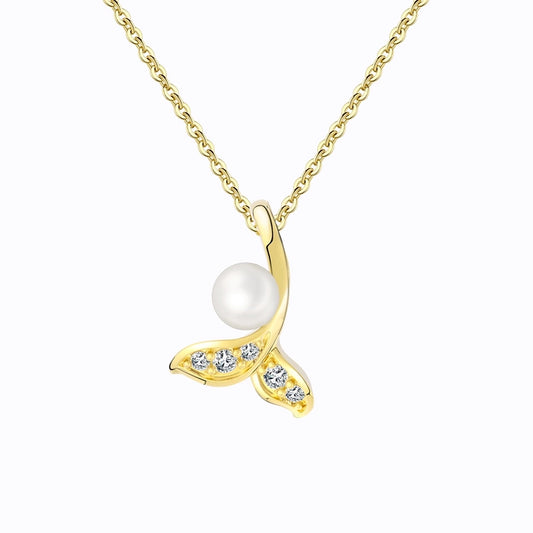 925 Sterling Silver Plated Zircon cable chain Fish Tail Necklace