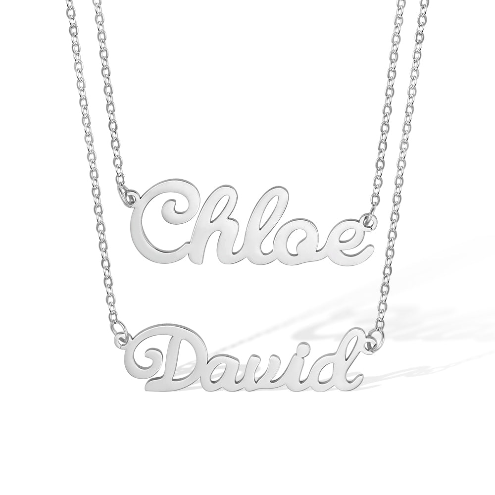 Beautiful Stainless Steel Double Layer Personalized Name Necklace