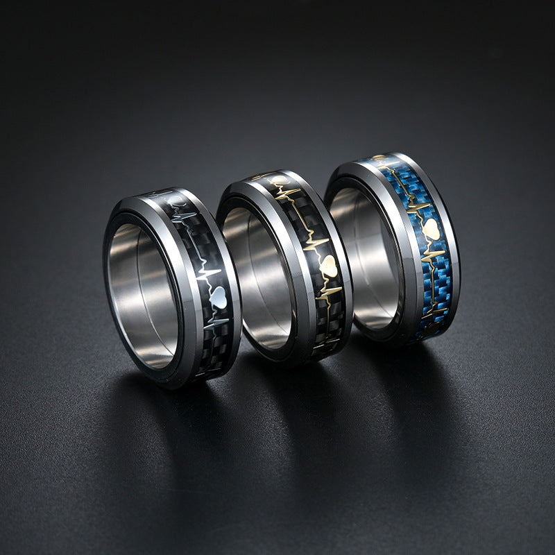 Pulse Beat Titanium Steel Decompression Rotating Anxiety Ring