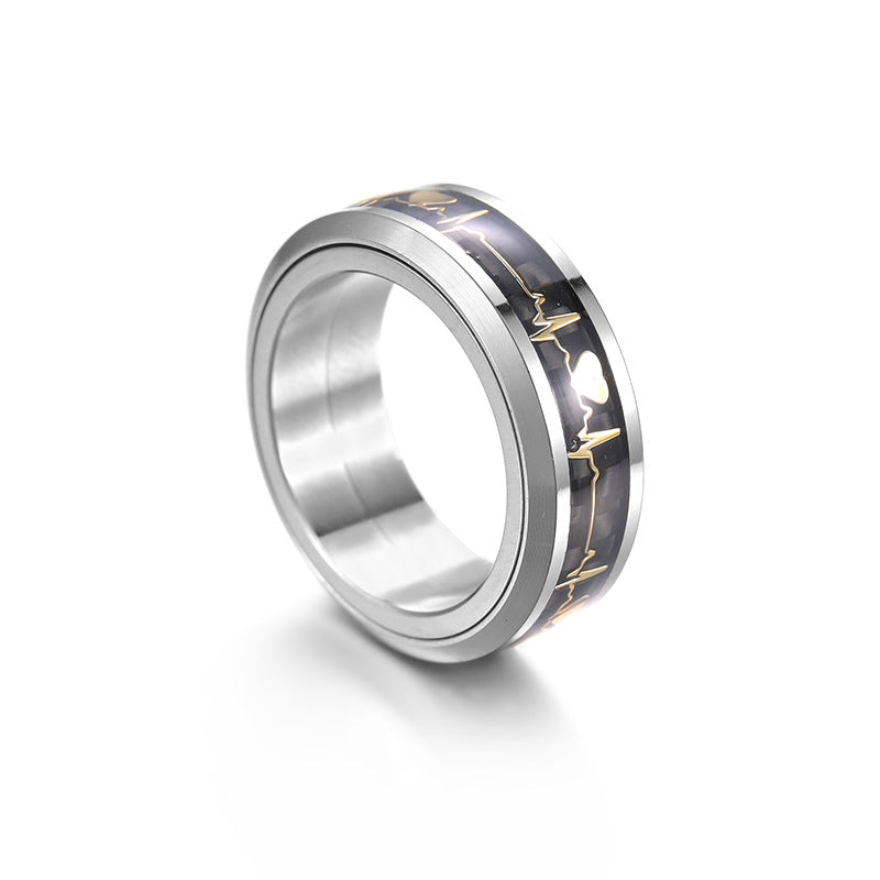 Pulse Beat Titanium Steel Decompression Rotating Anxiety Ring