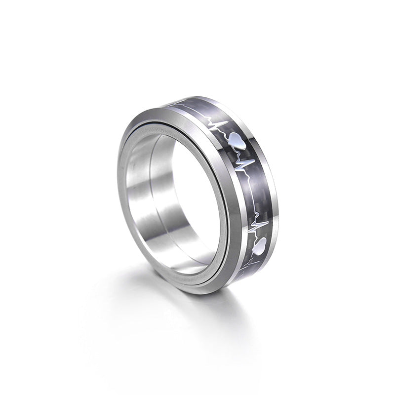 Pulse Beat Titanium Steel Decompression Rotating Anxiety Ring