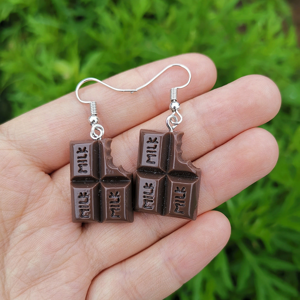 Chocolate bar earrings | milk chocolate earrings | weird earrings | candy earrings | novelty earrings | funny earrings | cute earrings