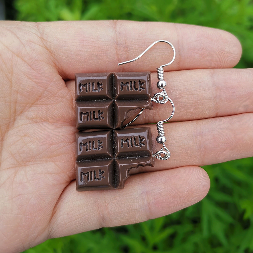 Chocolate bar earrings | milk chocolate earrings | weird earrings | candy earrings | novelty earrings | funny earrings | cute earrings