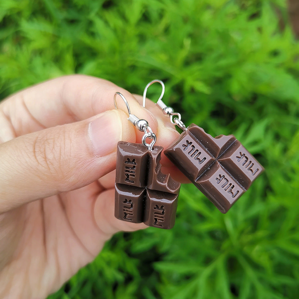 Chocolate bar earrings | milk chocolate earrings | weird earrings | candy earrings | novelty earrings | funny earrings | cute earrings