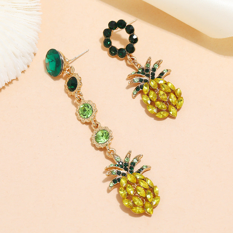 Tropical carribean feel asymmetrical pineapple earrings
