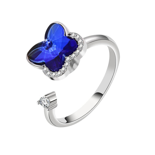 Blue Butterfly Unique Style Spinner Anxiety Fidget Spinner Ring For Women Great Gift Idea