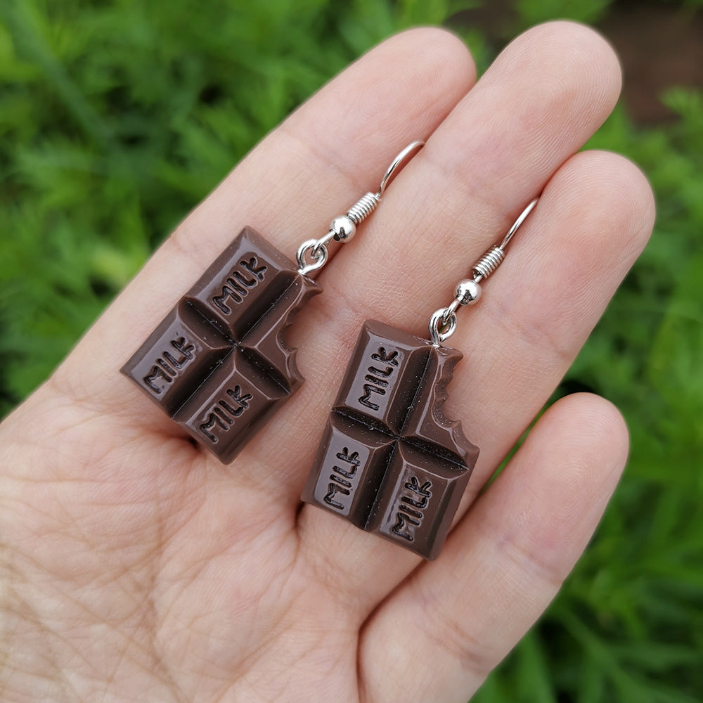 Chocolate bar earrings | milk chocolate earrings | weird earrings | candy earrings | novelty earrings | funny earrings | cute earrings