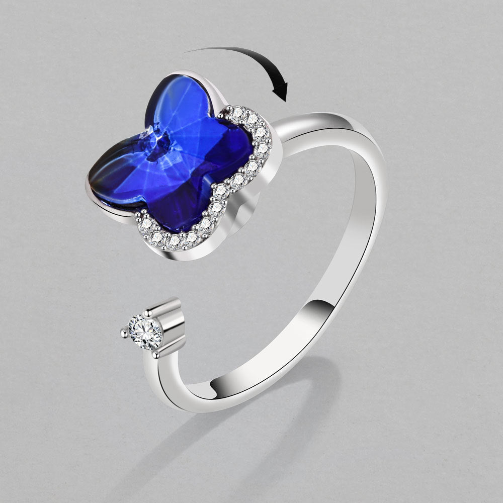 Blue Butterfly Unique Style Spinner Anxiety Fidget Spinner Ring For Women Great Gift Idea