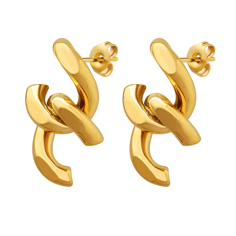 Subtle but stylish c-chain half link gold plated earrings *great gift idea*