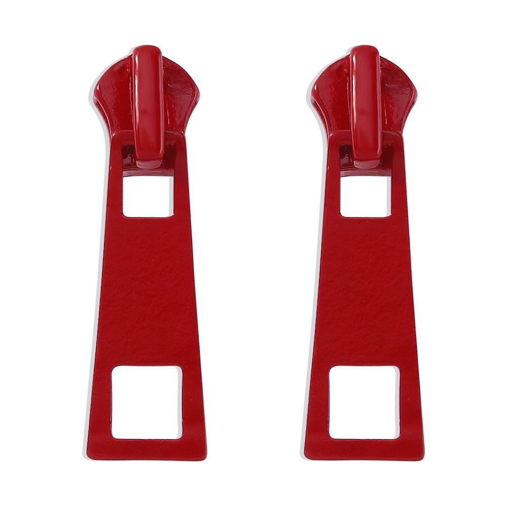 Zipper Design Earrings | Colorful Earring| Zipper Puller Earrings | Minimalist Zipper Earrings | Stud Earring | Punk Earrings | Weird Design