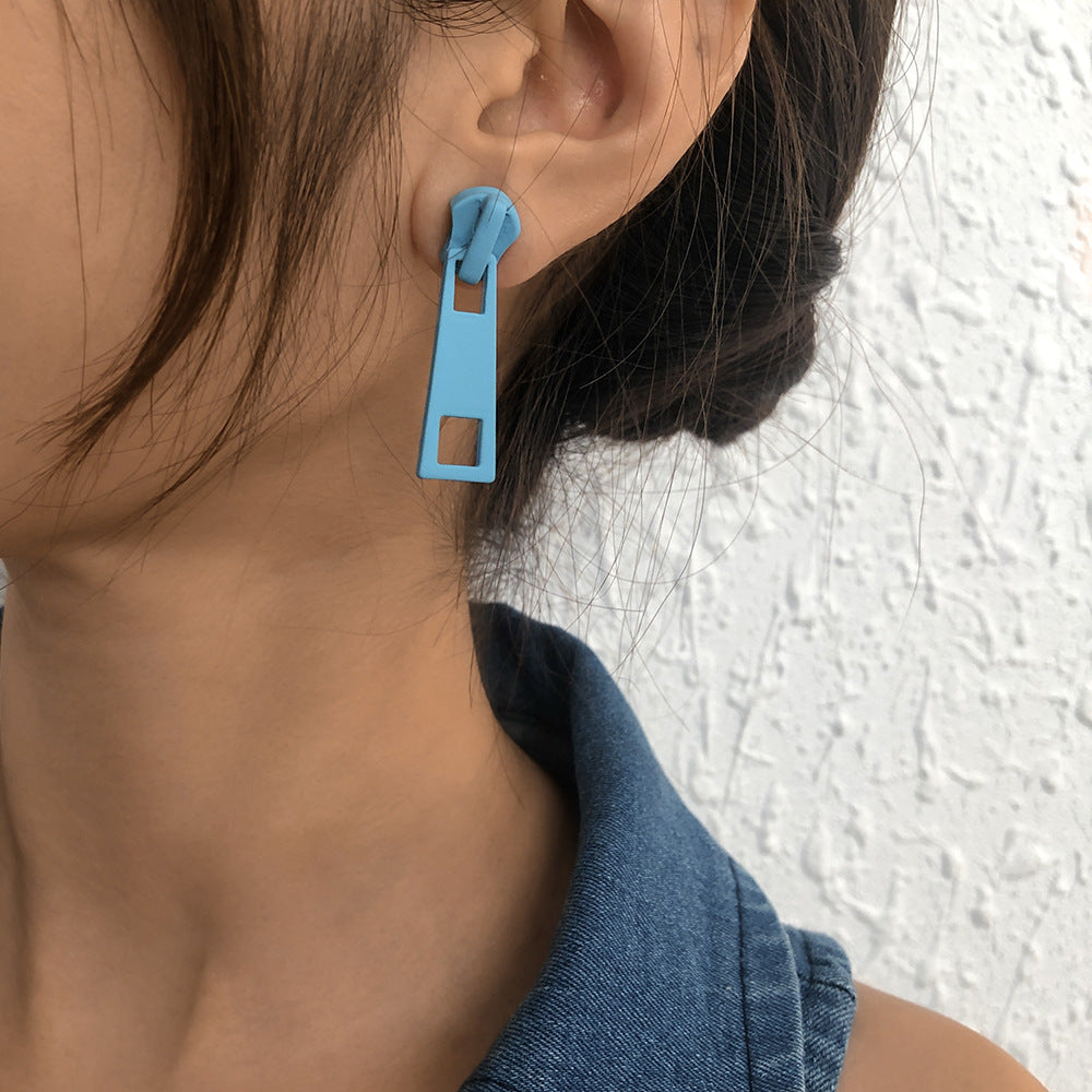 Zipper Design Earrings | Colorful Earring| Zipper Puller Earrings | Minimalist Zipper Earrings | Stud Earring | Punk Earrings | Weird Design