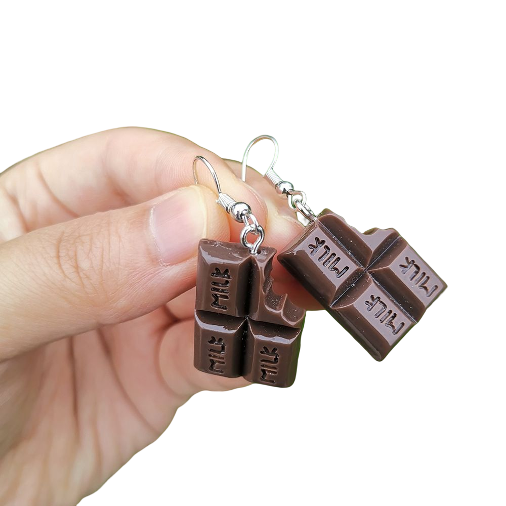 Chocolate bar earrings | milk chocolate earrings | weird earrings | candy earrings | novelty earrings | funny earrings | cute earrings