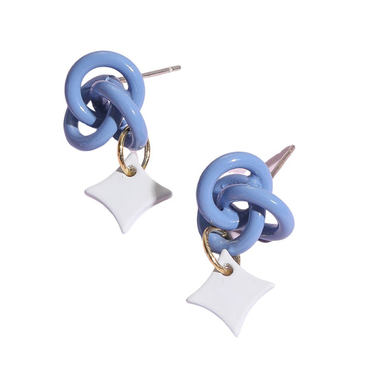 Simple and sweet geometric style blue spiral shaped earrings *great gift idea*